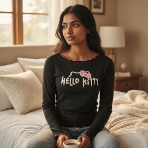 Forever 21 Hello Kitty Black and Pink Top‎